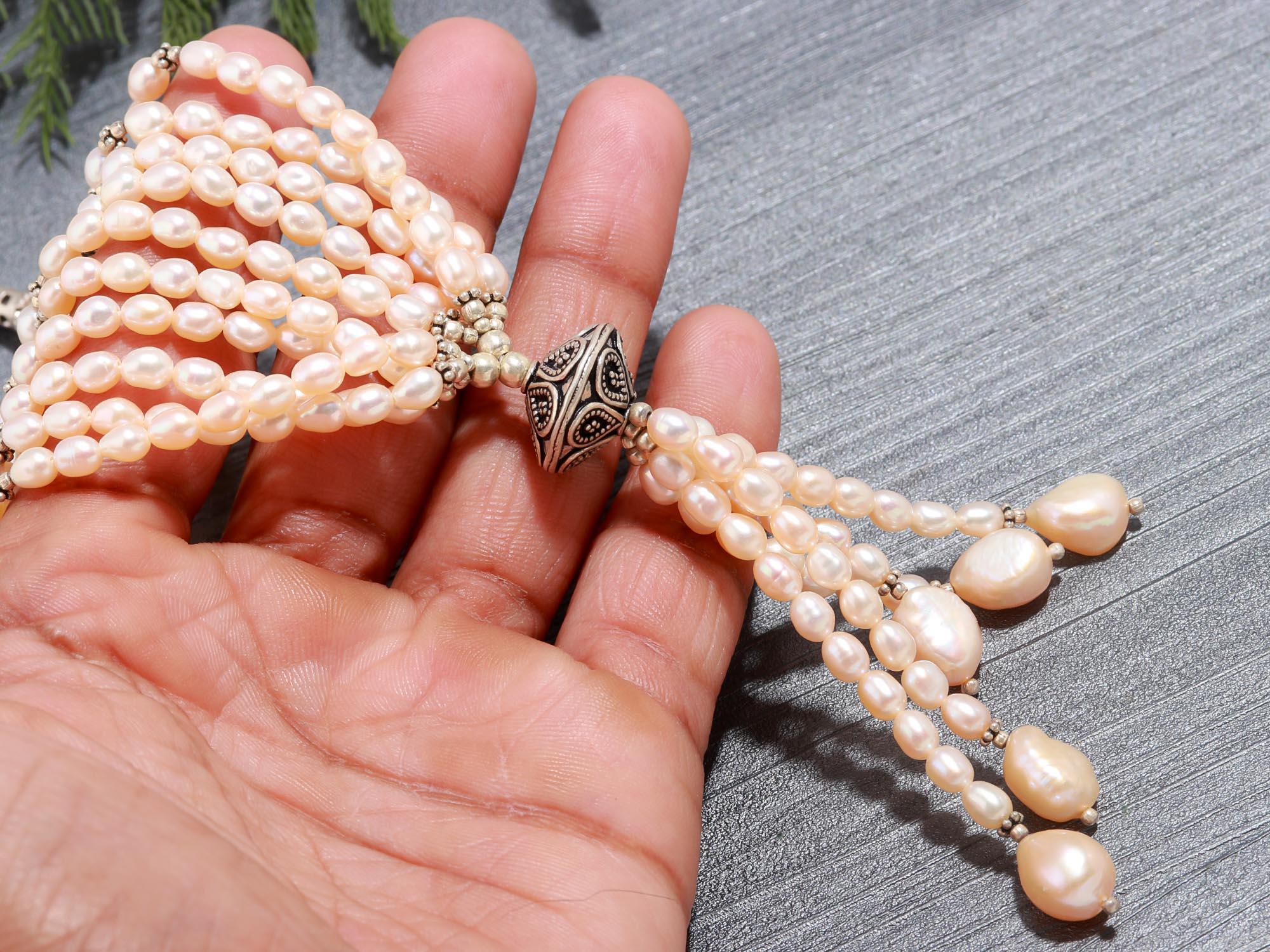 Timeless Freshwater Pearl and Silver Beaded Statement Necklace