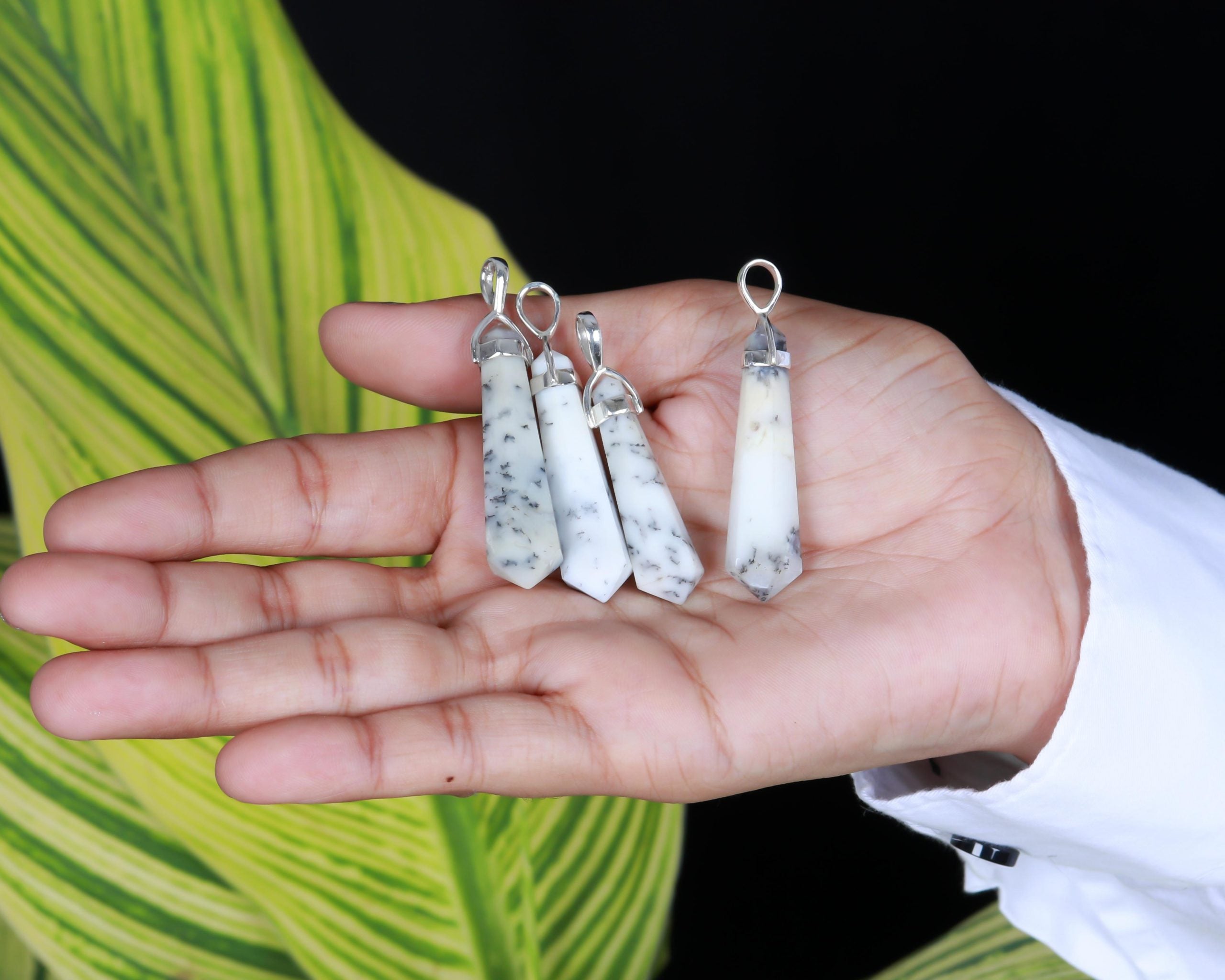 Genuine Dendrite Agate Pendant in Solid Silver For Health and Abundance