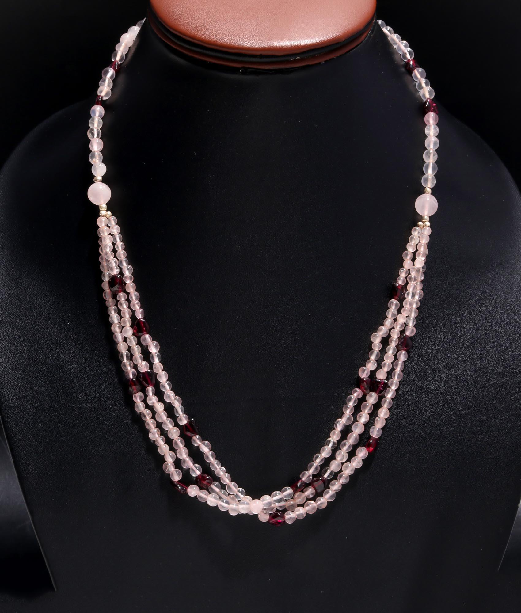 Natural Rose Quartz and Amethyst Sterling Silver Necklace