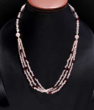Natural Rose Quartz and Amethyst Sterling Silver Necklace