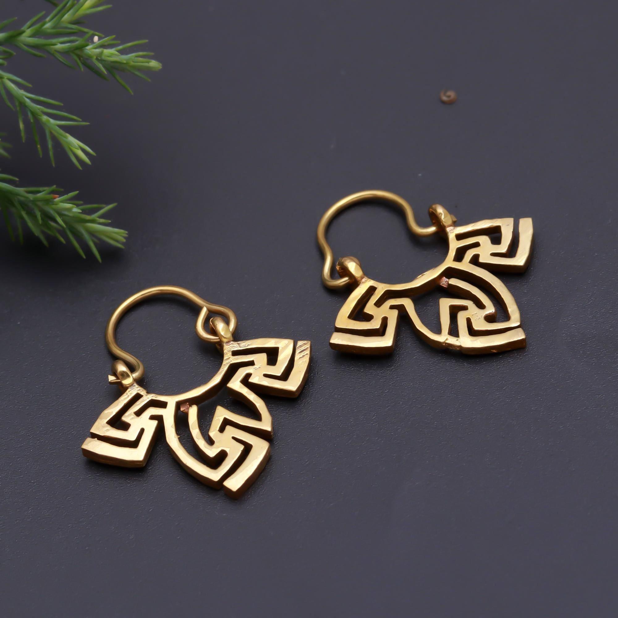 Swastik Brass Earrings