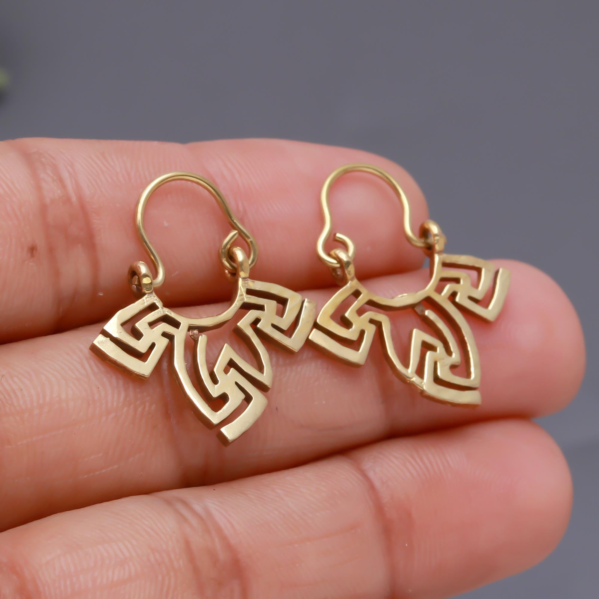 Swastik Brass Earrings