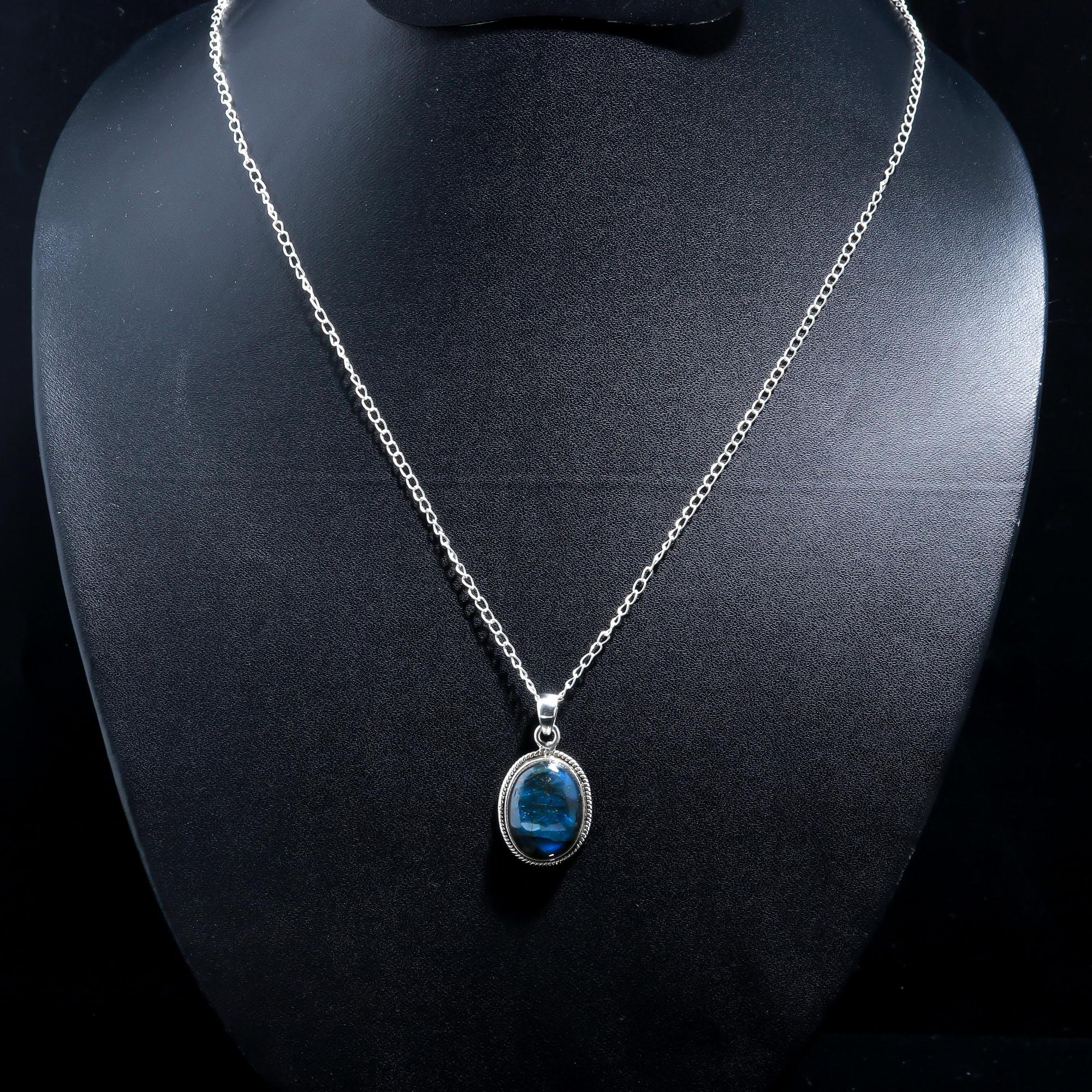 Natural Fiery Labradorite 925 Sterling Silver Pendant