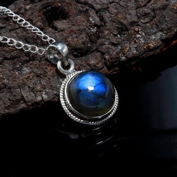 Natural Blue Labradorite 925 Sterling Silver Necklace