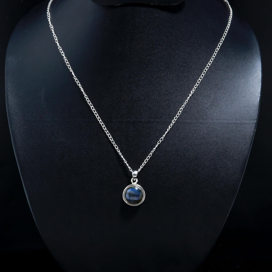 Natural Blue Labradorite 925 Sterling Silver Necklace