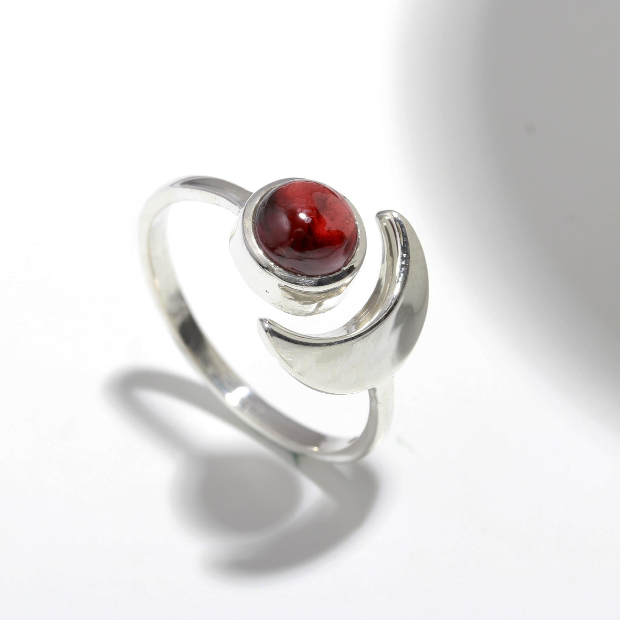 Genuine Garnet Adjustable Solid Silver Ring For Energy Enhancement