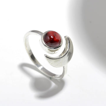 Genuine Garnet Adjustable Solid Silver Ring For Energy Enhancement