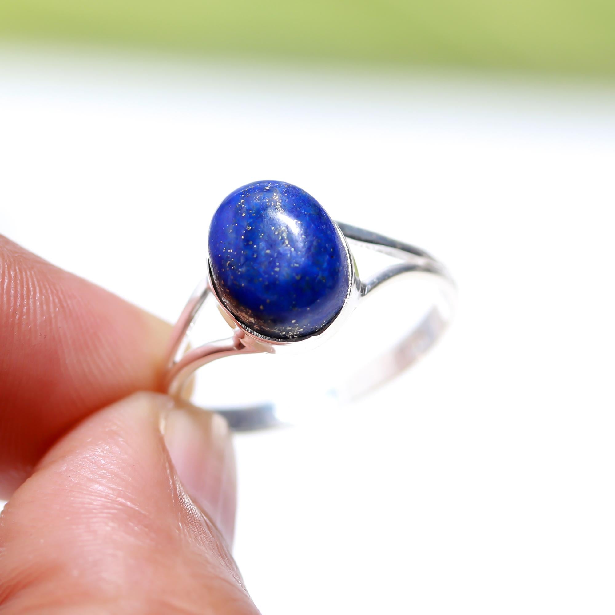 Genuine Lapis Lazuli Adjustable Solid Silver Ring to fit all sizes For Spiritual Growth and Health