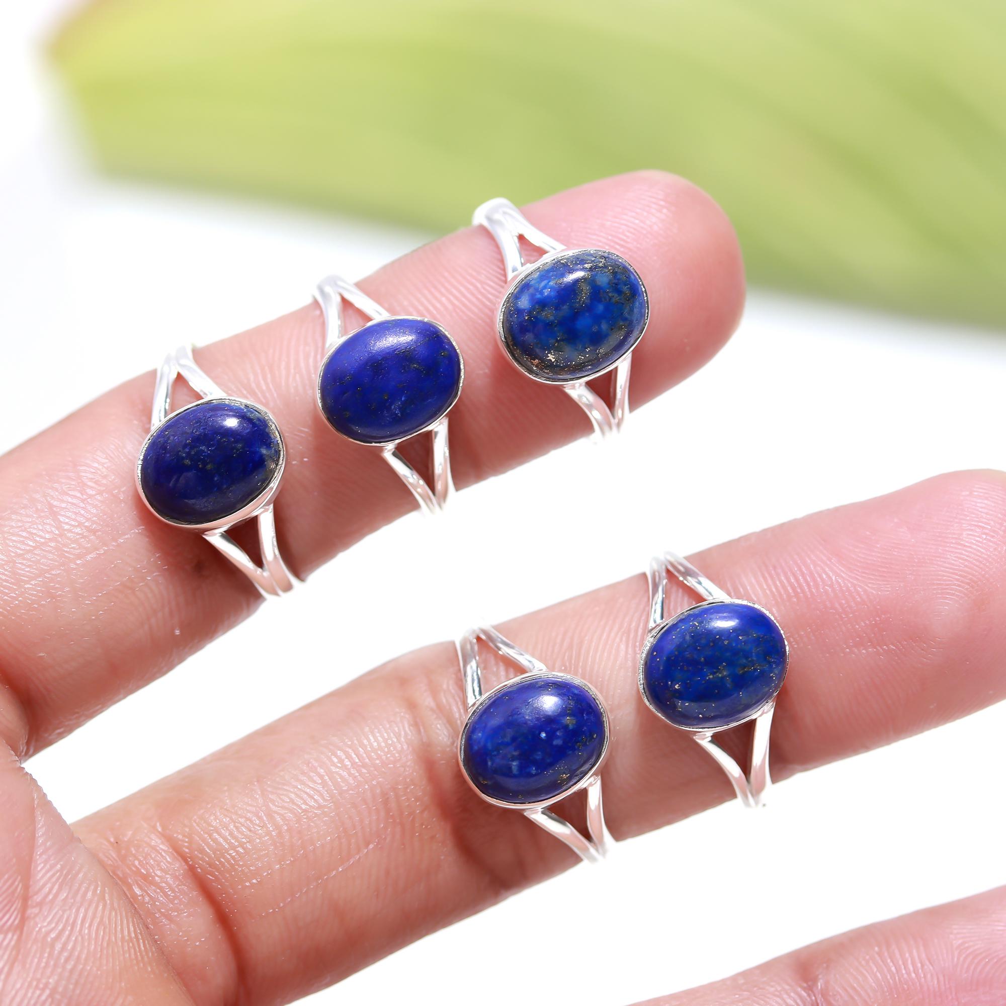 Genuine Lapis Lazuli Adjustable Solid Silver Ring to fit all sizes For Spiritual Growth and Health