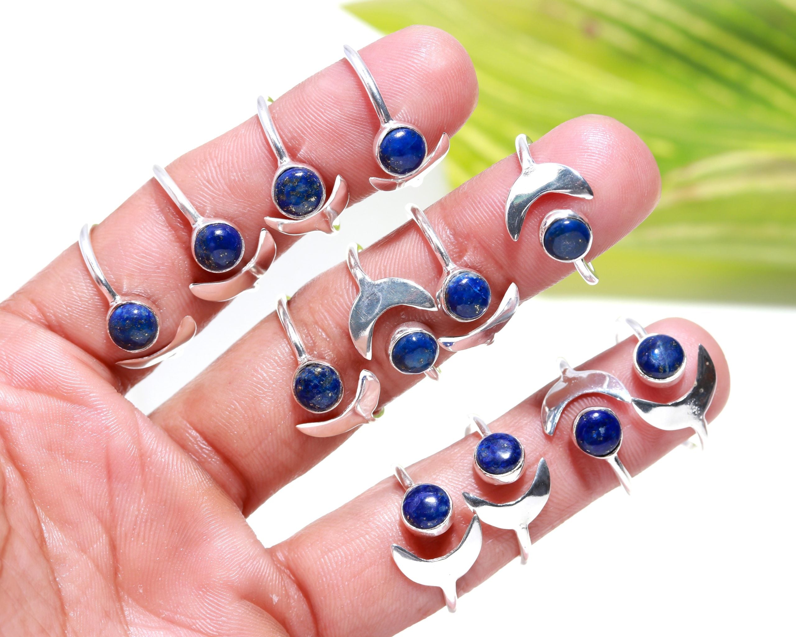 Genuine Lapis Lazuli Moon Ring in Solid Silver to fit all sizes