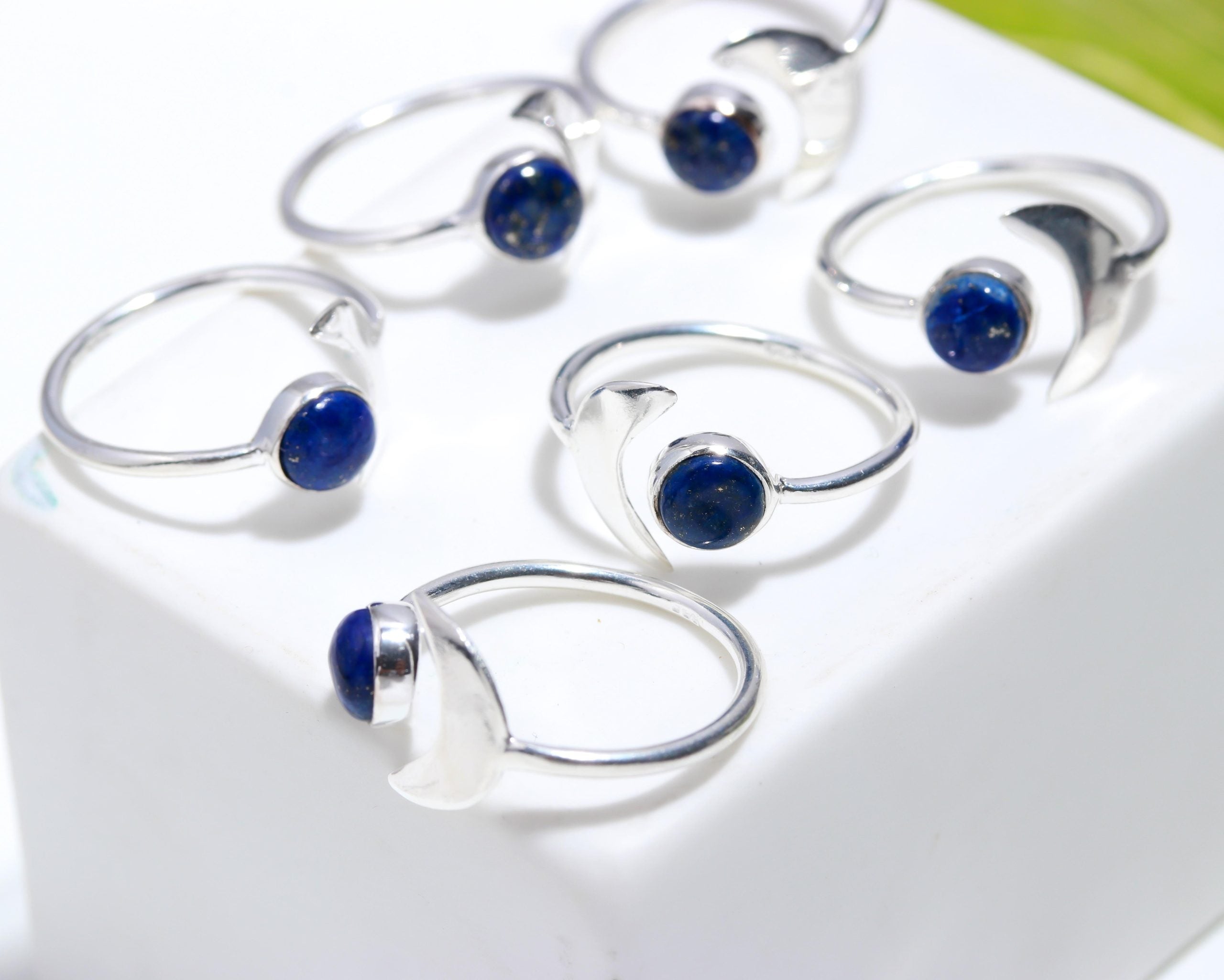 Genuine Lapis Lazuli Moon Ring in Solid Silver to fit all sizes