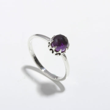 Natural Amethyst Crown Sterling Silver Ring