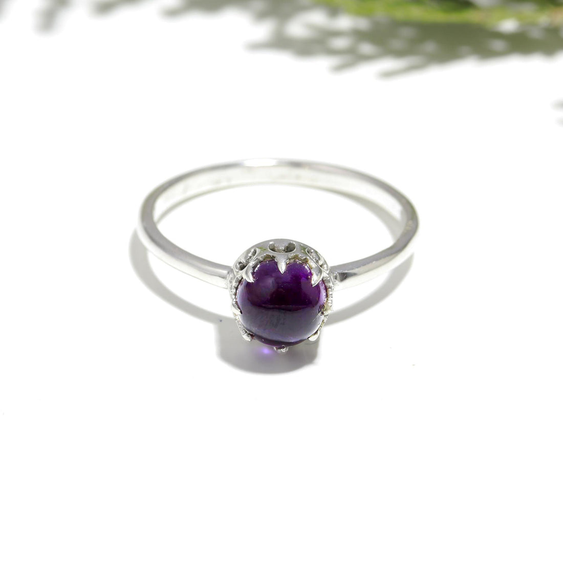 Natural Amethyst Crown Sterling Silver Ring