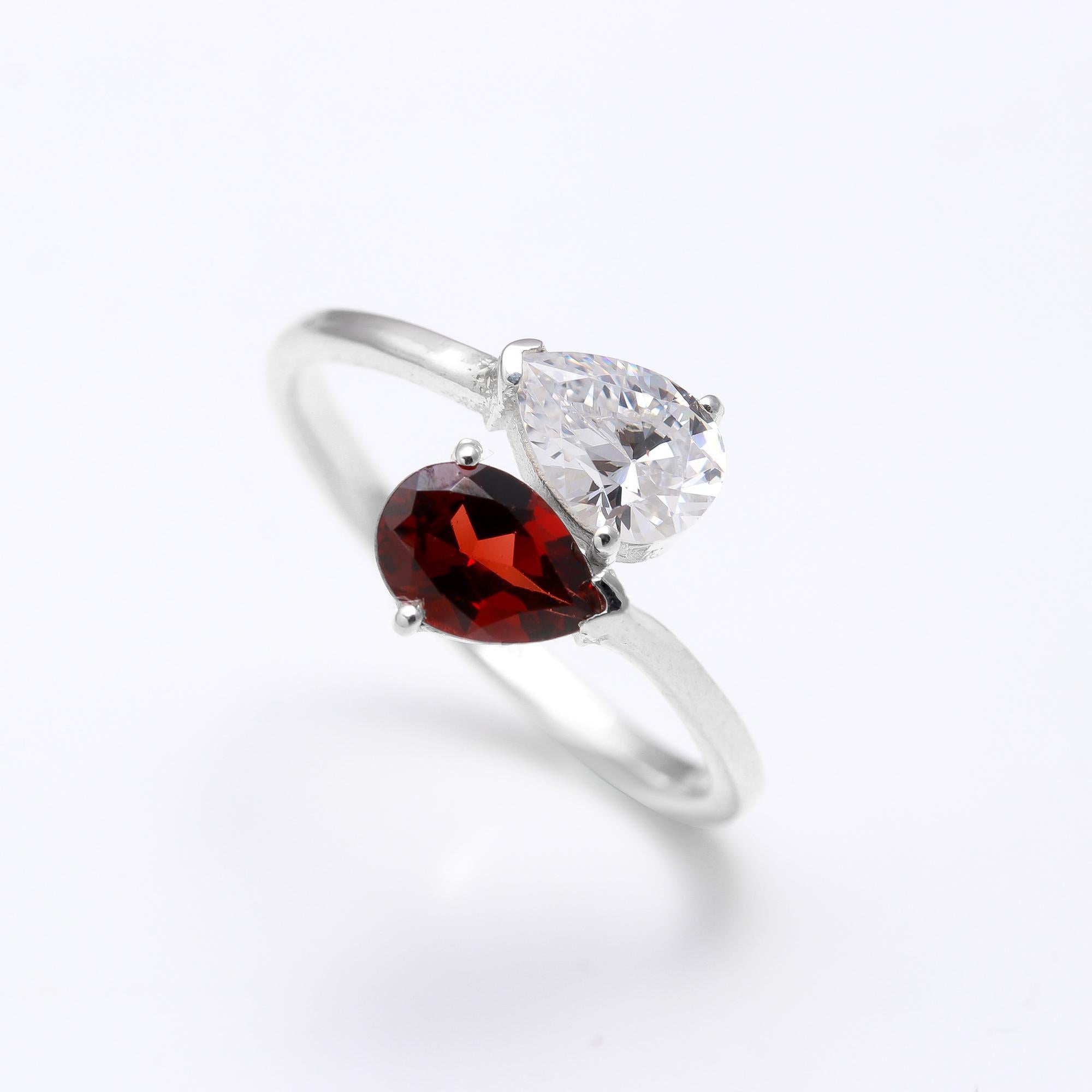 The Garnet and Zircon Sterling Silver Ring