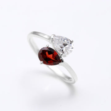 The Garnet and Zircon Sterling Silver Ring