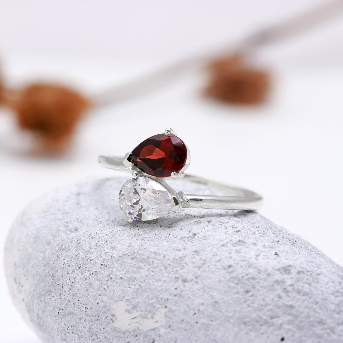 The Garnet and Zircon Sterling Silver Ring