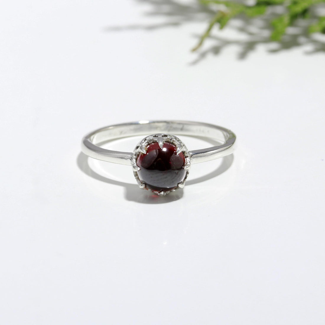 The Garnet Crown Sterling Silver Ring
