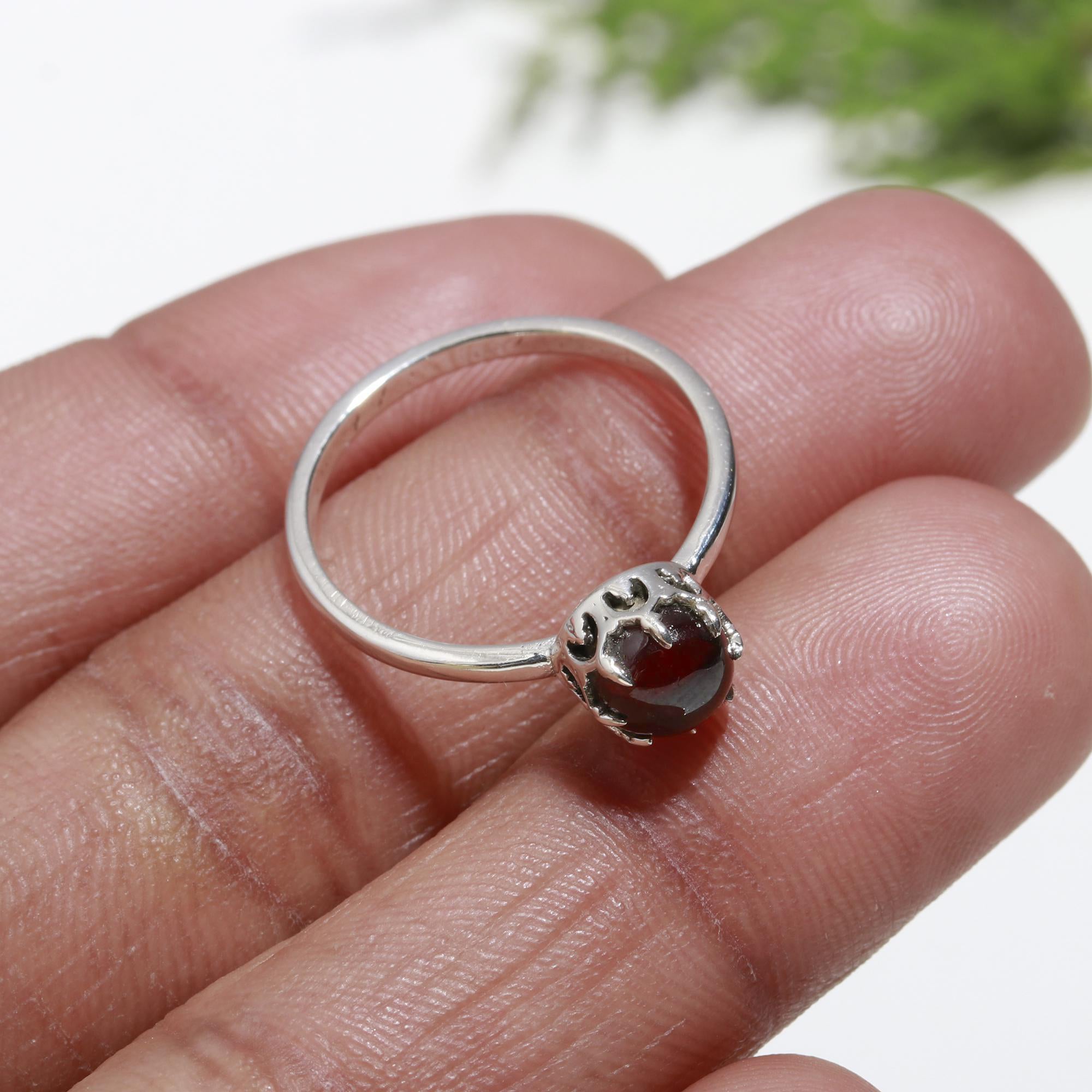 The Garnet Crown Sterling Silver Ring
